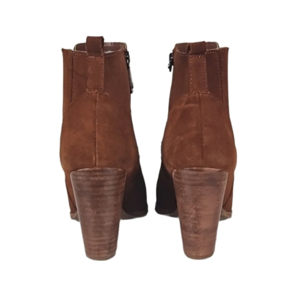 Waterproof Suede Leather Red Brown Ankle Booties Boots